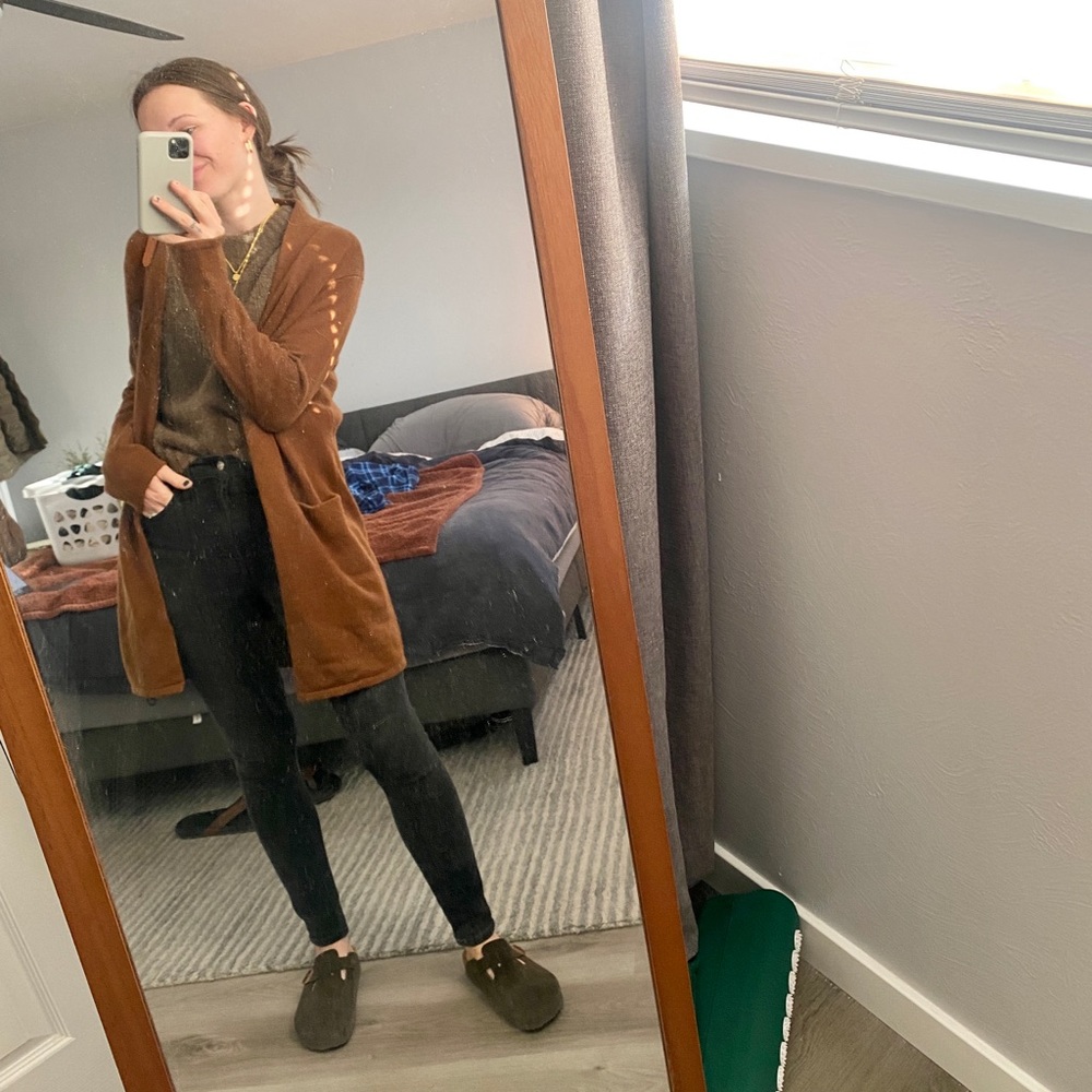 Cashmere sweater coat cinnamon